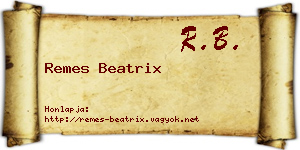 Remes Beatrix névjegykártya